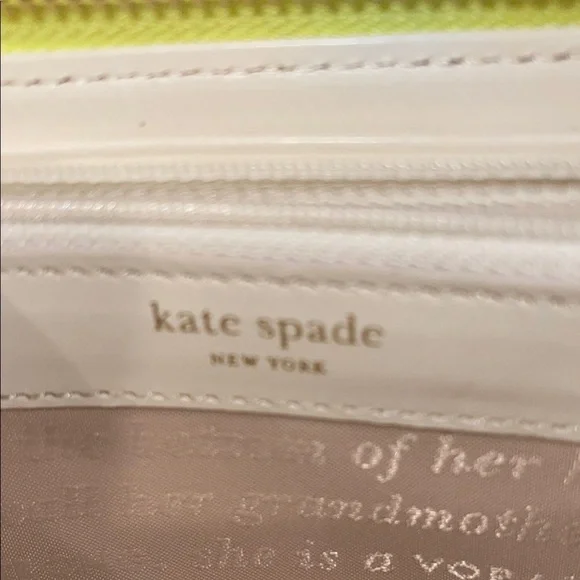 EUC ♠️ Kate Spade Lime Print Zip Wallet Zip Interior Coin Pocket & 12 Card Slots - Picture 15 of 17